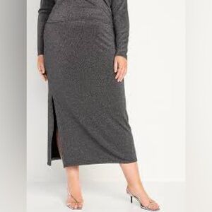 Old Navy High-Waisted Rib-Knit Shine Maxi Skirt Size 3X NWT